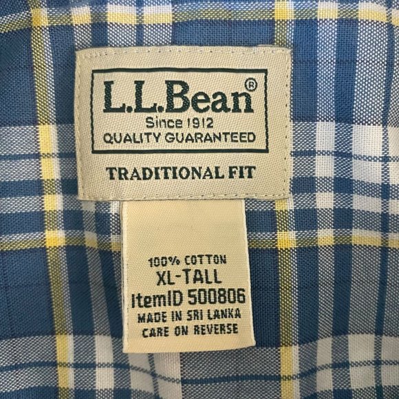 L.L. Bean Traditional Fit Plaid Shirt Mens Size XLT Blue Long-Sleeve Button Down - Picture 9 of 13